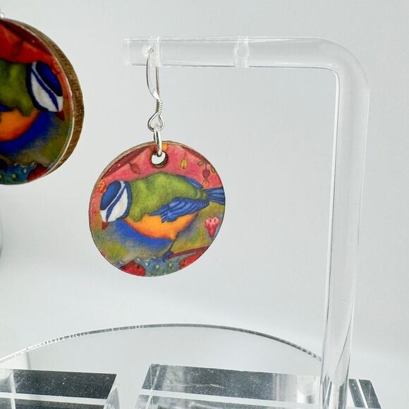 Vintage Handmade Wooden Bird Earrings 80s Cottagecore Nature Inspired Artisan - Picture 7 of 8